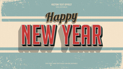 Happy new year vintage style editable text effect