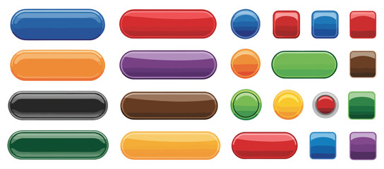 colorful buttons set vector icons