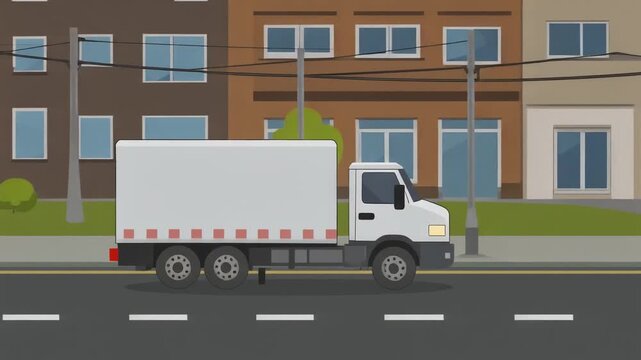 A delivery truck driving on a city road, ready to deliver goods