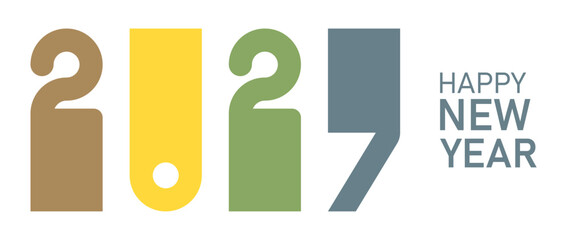 Happy New Year 2027. 2027 vector holiday illustration. Decoration for festival event poster, cover design.