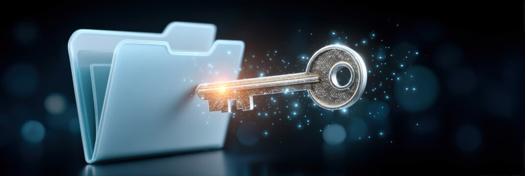 Secure folder cybersecurity protection key glowing digital access - Powered by Adobe
