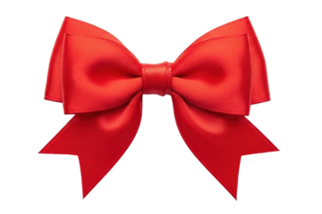 Vibrant red ribbon bow for gift wrapping and holidays, cut out, stock png, isolated on transparent background