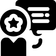 testimonial glyph icon. Strong and solid vector icon for websites, mobile interfaces, presentations, and visual branding. High quality and easy to edit.