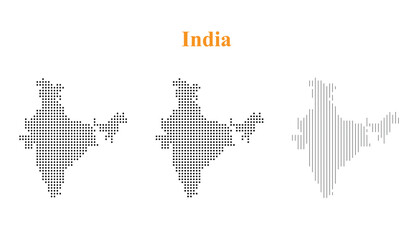 India map set with abstract halftone dots and lines © MdEanur