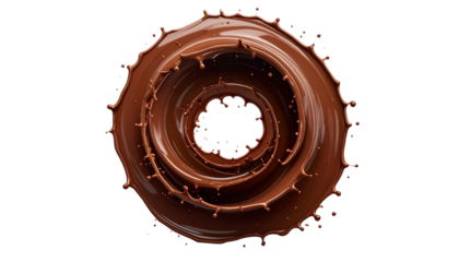 Isolated Triple-Layer Chocolate Splash Vortex - Dynamic 3D Rendered Milk Chocolate Swirl Element