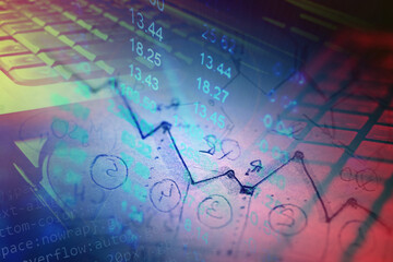 Financial data on a monitor. Finance data concept.