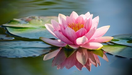 Pink Lotus Flower Blossom on Water Reflection Serene Beauty and Purity