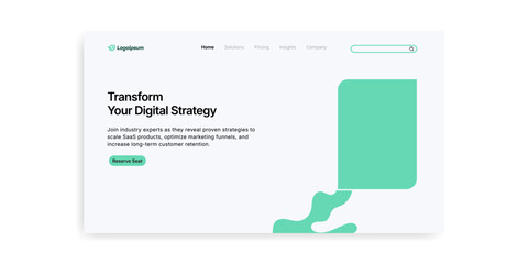 Website landing page showcasing digital strategy with simple design and mint green color scheme theme