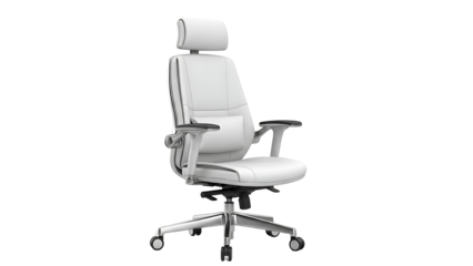 Modern white ergonomic office chair with headrest