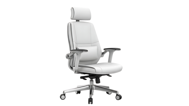 Modern white ergonomic office chair with headrest