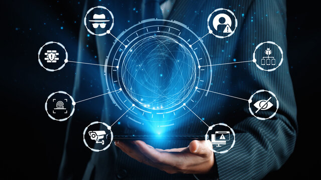 Cyber security icons show cyber attack defense, malware protection, and data security. Cybersecurity prevents hacking, ensures safety, and strengthens cyber attack resilience. Gist