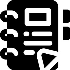 notebook glyph icon. Strong and solid vector icon for websites, mobile interfaces, presentations, and visual branding. High quality and easy to edit.
