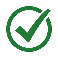 Green check mark inside a circle, isolated symbol for approval and success