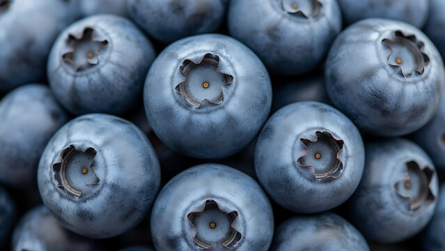 Close up macro shot of fresh ripe blueberries - Powered by Adobe