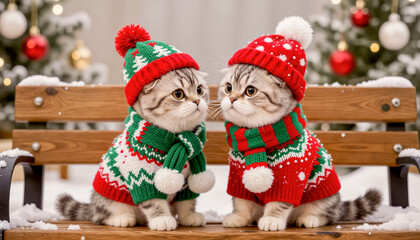 Gattini con maglioni di Natale 