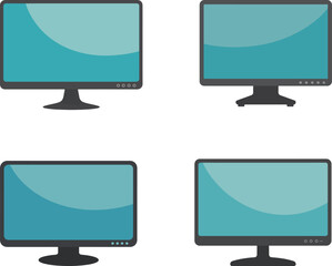 Flat screen LCD TV set illustration with technology and entertainment elements