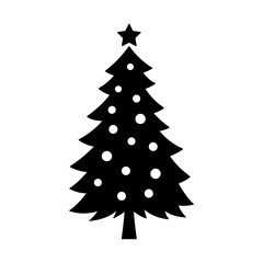 Decorated Christmas tree icon. Black silhouette. Front and side view. Vector simple flat graphic illustration. Isolated object on a white background.