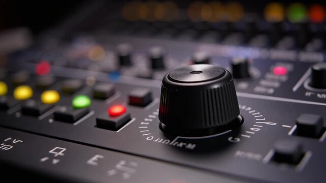 Control knob rotates smoothly as responsive panel lights react during focused studio moment