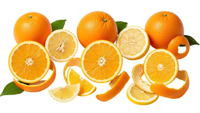 Fresh oranges and lemons sliced and whole