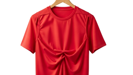 Red tunic top with twisted front detail