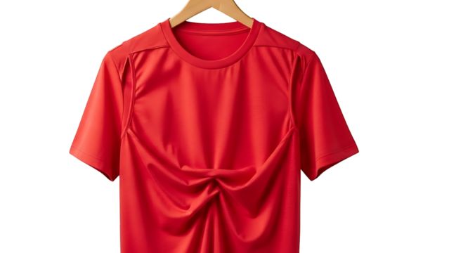 Red tunic top with twisted front detail