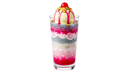 Refreshing Falooda Drink with Ice Cream and Cherry Topping Delightful Dessert