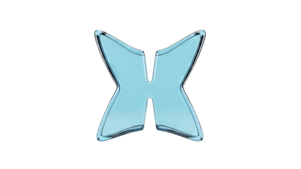 Stylish icy blue glass letter X, modern alphabet font, crystal design