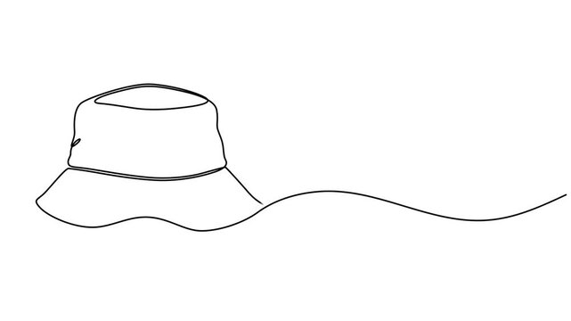 Animated self drawing  One line art cowboy hat - Minimalist continuous line drawing of western style hat vector illustration, Continuous one line drawing of men hat, Single line drawing of cowboy hat,