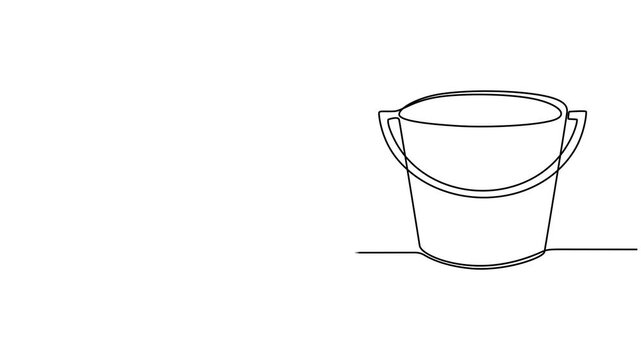 Continuous one line drawing of a bucket. Concept of cleaning, household chores, or construction