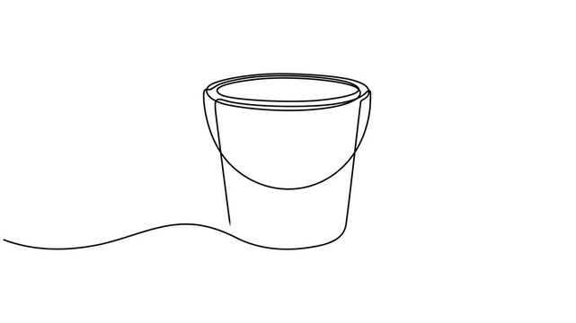 Continuous one line drawing of a bucket. Concept of cleaning, household chores, or construction