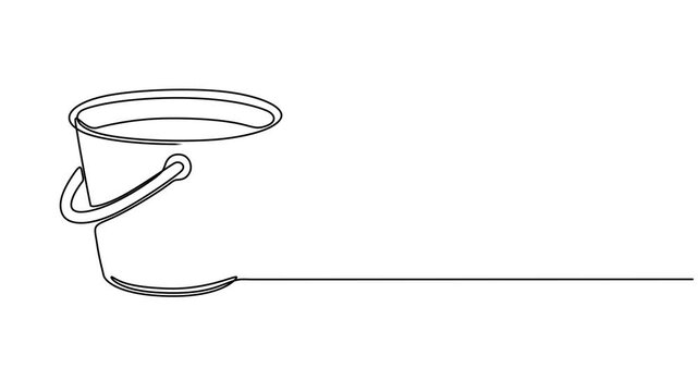 Continuous one line drawing of a bucket. Concept of cleaning, household chores, or construction
