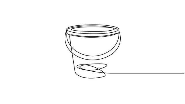 Continuous one line drawing of a bucket. Concept of cleaning, household chores, or construction