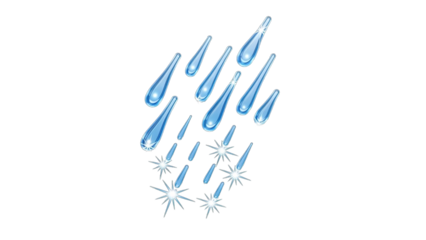 Refreshing rain shower with shimmering light droplets, a clean water icon