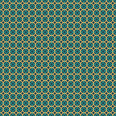 Geometric Teal and Gold Seamless Pattern