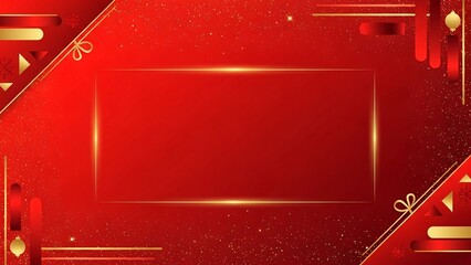 Festive Red and Gold Geometric Border Frame for Christmas Events