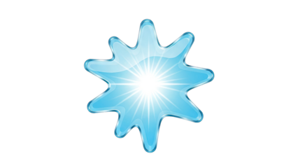 Brilliant light burst in a modern glossy star shape, sparkling design element