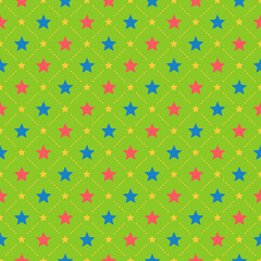 Colorful Star Pattern on Green Background