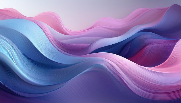 smooth abstract background with flowing waves in shades of blue purple and pink against a light purple grey base - Powered by Adobe