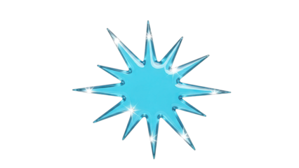 Sparkling stylized starburst with vibrant light blue, space for message