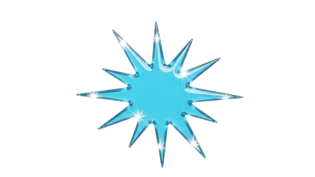 Sparkling stylized starburst with vibrant light blue, space for message