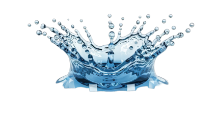 Dynamic water splash with droplets freezing in mid air moment shot