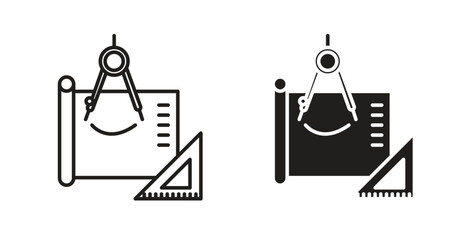 Construction plans collection Silhouette flat icon design element vector glyph flat icons