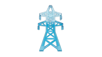 Electric tower icon in blue, power grid infrastructure for energy needs