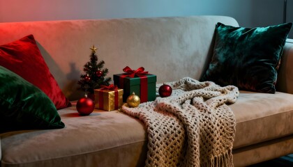 christmas decoration on the bed