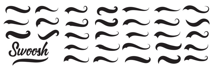 Sporty swirling tail icon in flat line set. football, baseball typography swashes Texting tail for lettering or old varsity sport logo vector for apps or web retro isolated on transparent background.E © BEST TOP CRAFT