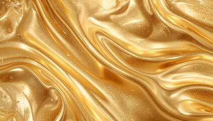 Abstract flowing liquid gold texture with elegant ripples and folds
