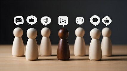 Bowling pins on a white background illustrate a team leadership concept for success