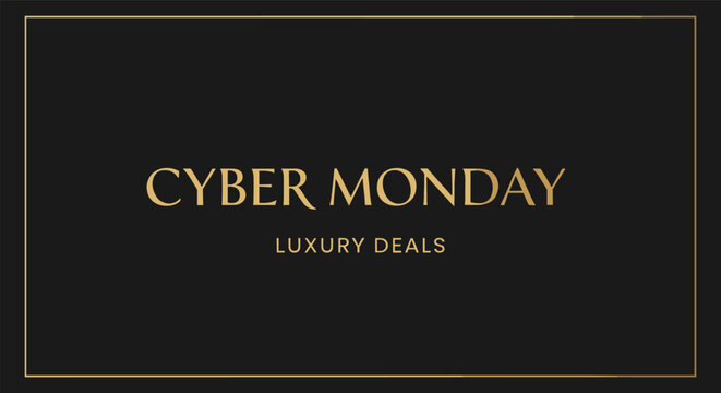 Elegant cyber monday luxury deals banner in gold and black - Powered by Adobe