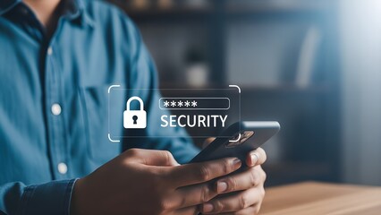 Businessman holding a video camera and pushing a touchscreen button to communicate online about future business success