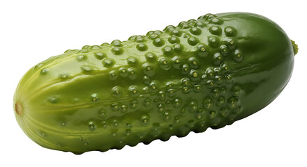 Fresh green pickle with bumpy skin isolated